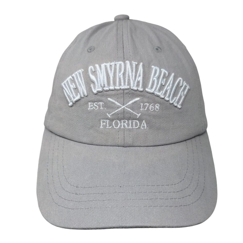 New Smyrna Beach Florida Strapback Hat Gray One Size Embroidered